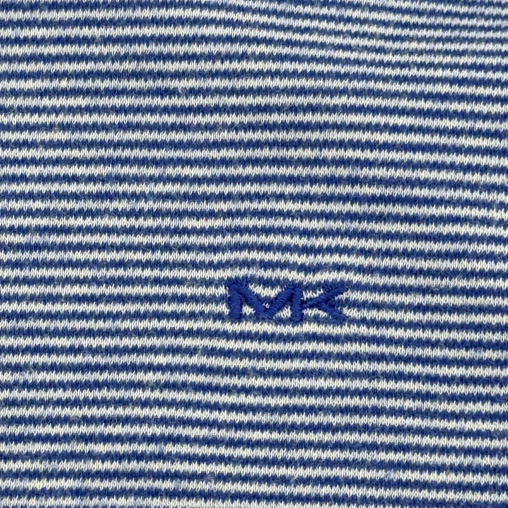 Michael Kors‎ Polo Shirt Mens XXL Blue White Striped Short Sleeve MK Logo Soft